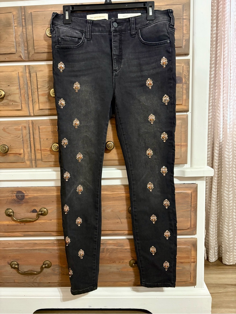 Pilcro Script High-Rise Embellished Skinny Jeans from Anthropologie